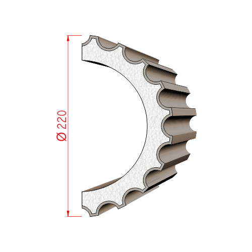 1/2 sloup Kanelurový ø 220mm